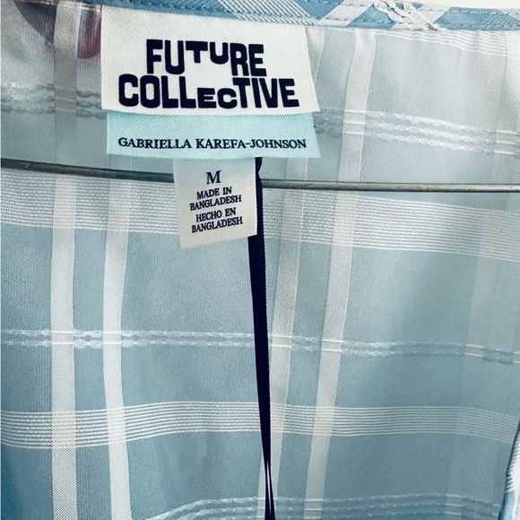 Future Collective - Wrap Semi Sheer V Neck Blouse Balloon 3/4 Sleeves Me… - Picture 5 of 9